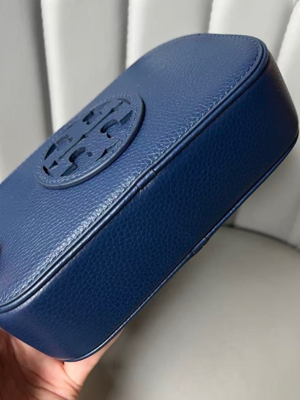 Tory Burch Deep Blue Crossbody Bag with Patterned Strap - Picture 6 of 7